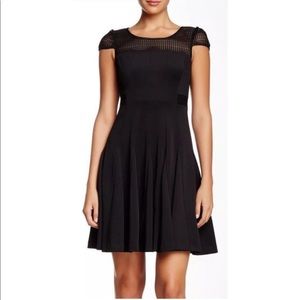 Betsey Johnson Yoke Black Mesh Fit Flare Cocktail Party Dress Size 6